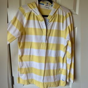 Vineyard Vines yellow, and white striped long Sleeve hoodie
